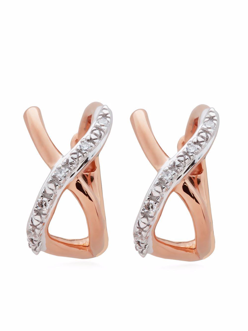 Monica Vinader Riva Crossover Huggie Earrings In Pink