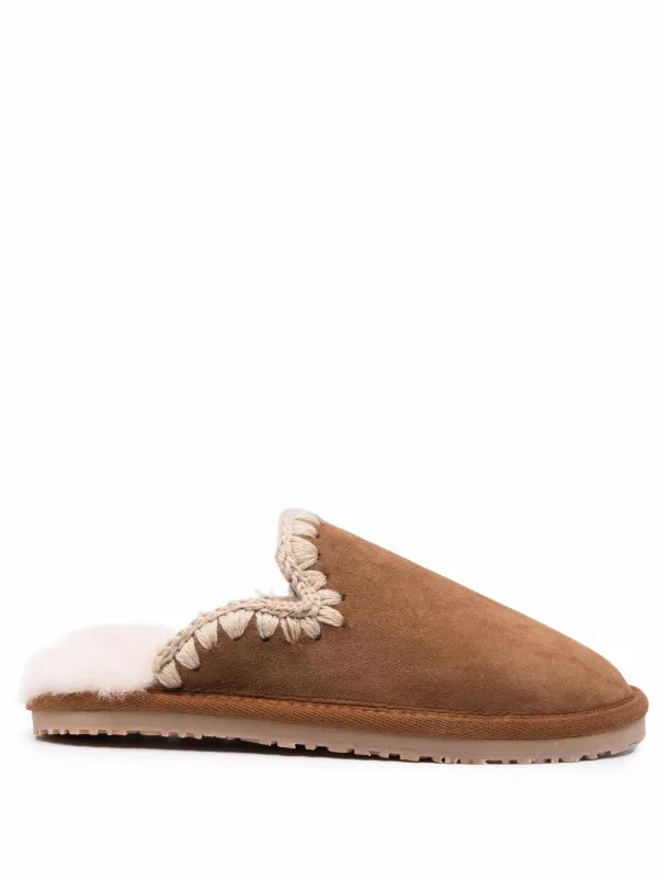 Shearling lined slippers womens best sale