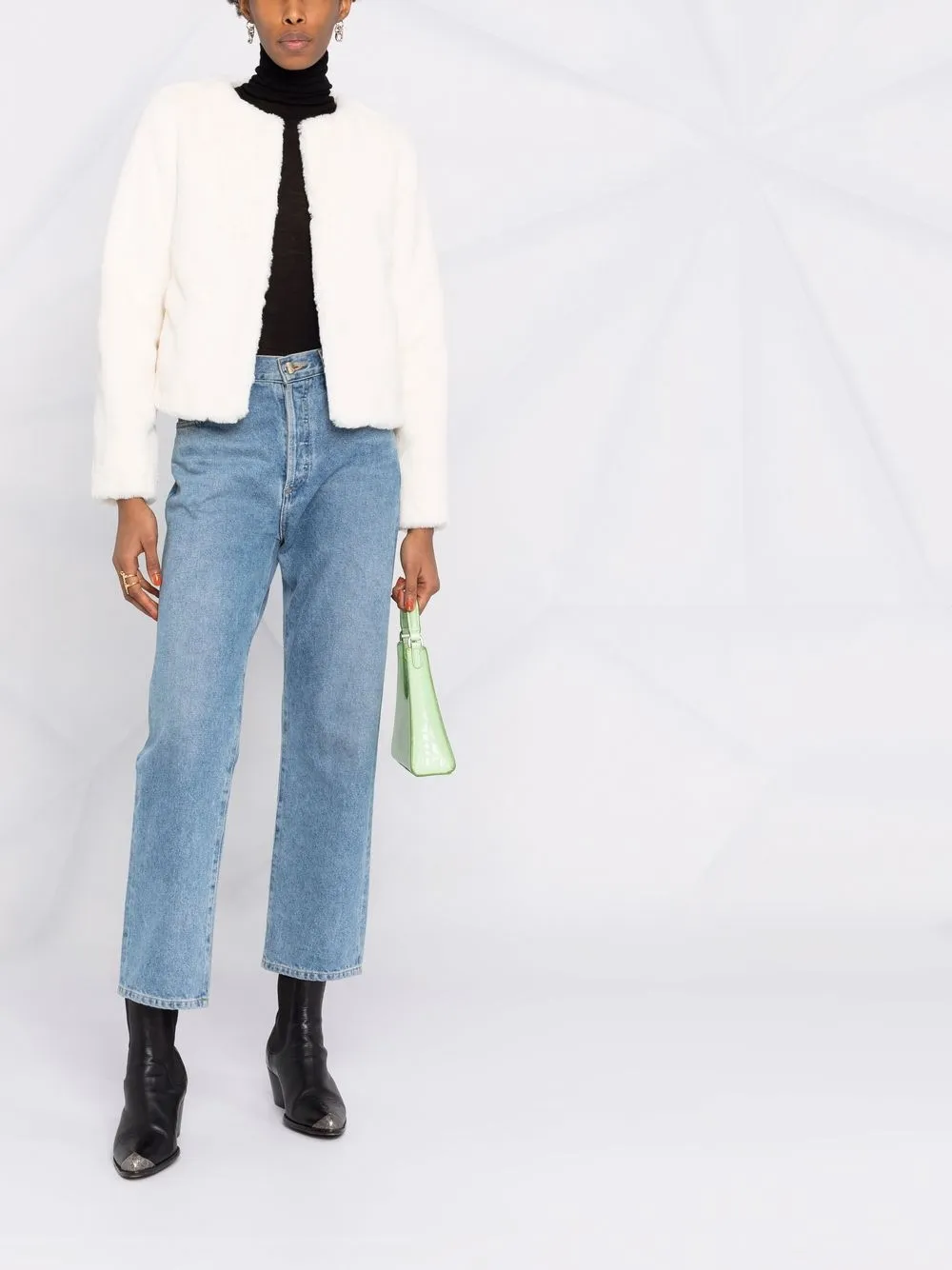 Image 2 of TWINSET faux-fur cropped jacket
