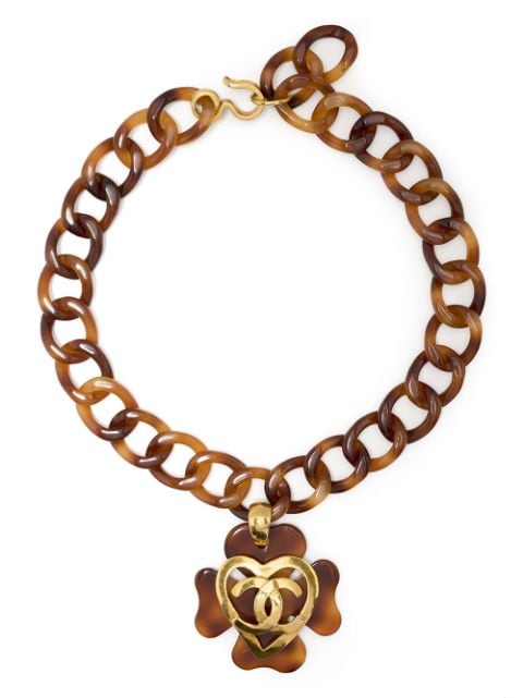 Chanel Pre-Owned 1995 tortoiseshell chain clover pendant
