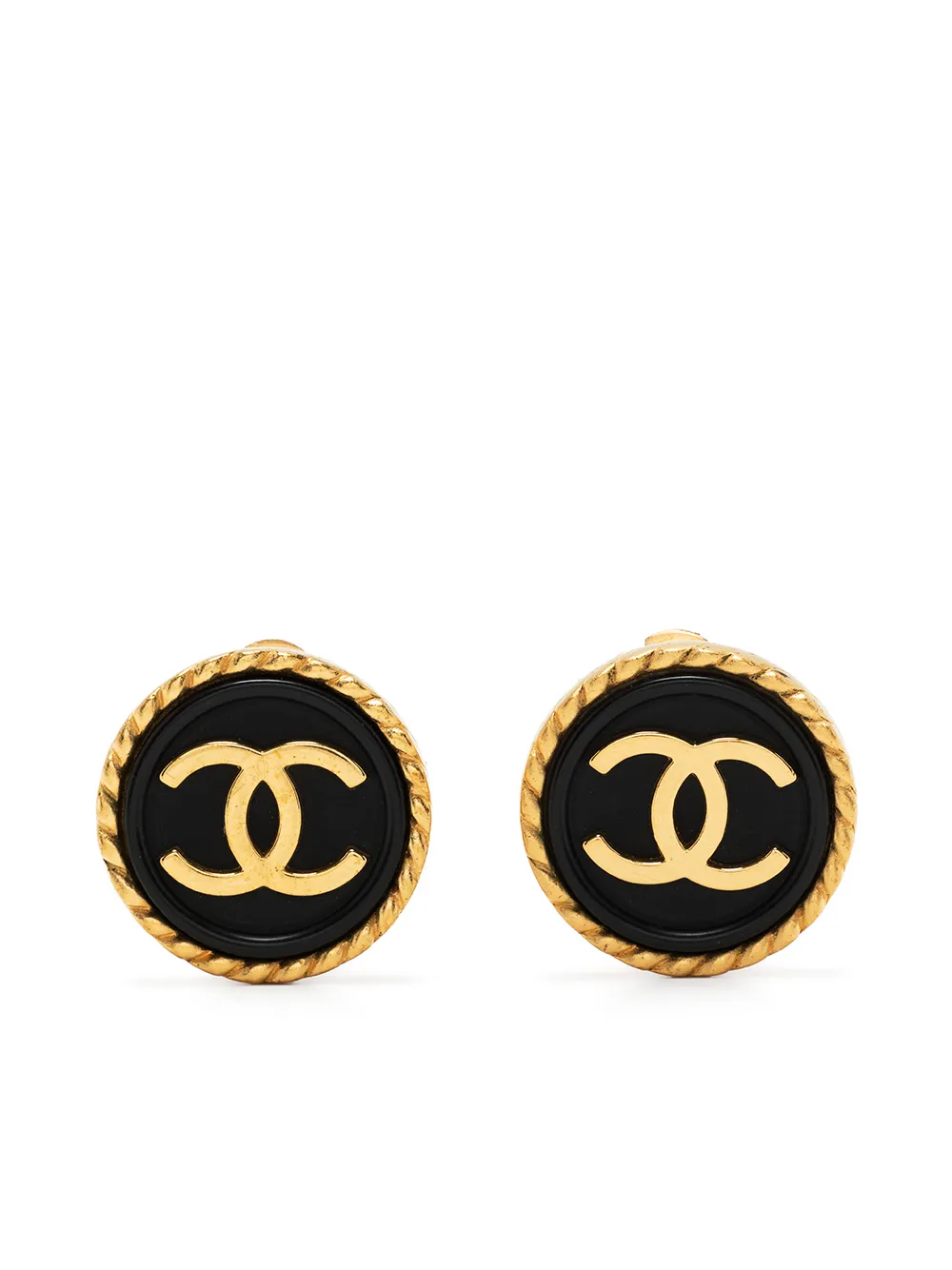 

Chanel Pre-Owned aretes con logo CC 1996 - Negro