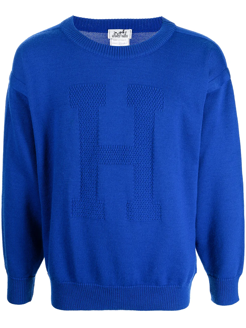 Pre-owned Hermes 1990s  Intarsia H Jumper In Blue