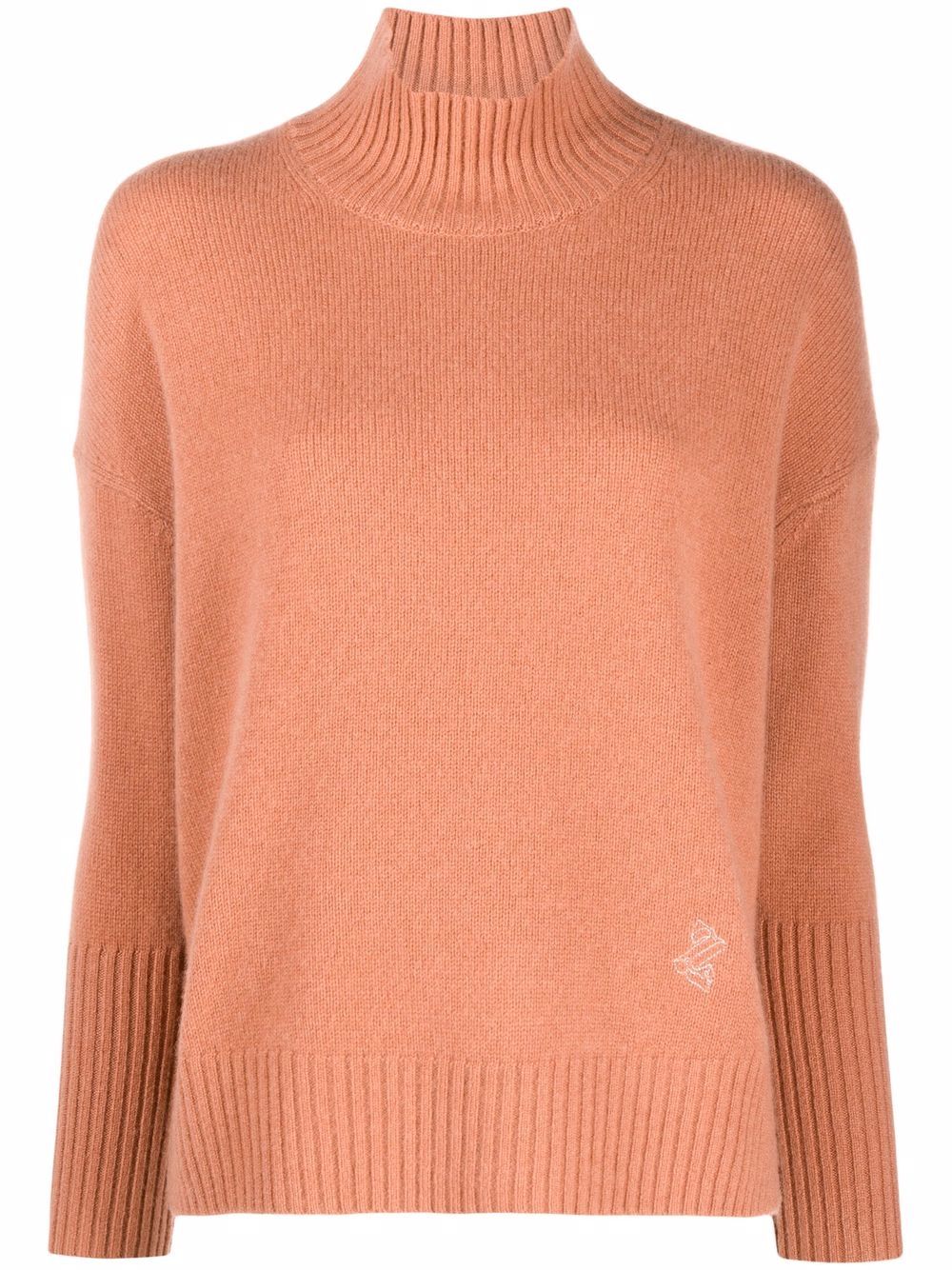 camel cashmere roll neck jumper