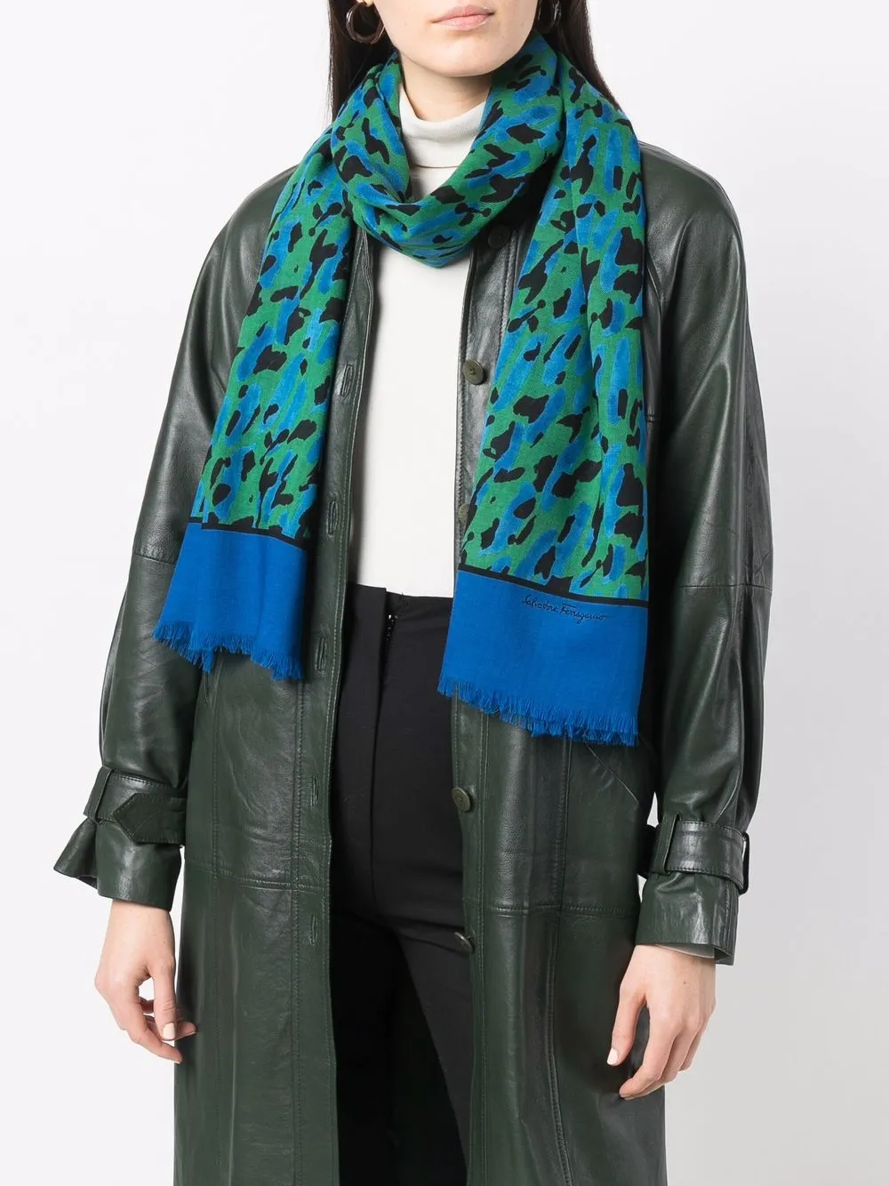 Image 2 of Salvatore Ferragamo abstract-print frayed-edge scarf