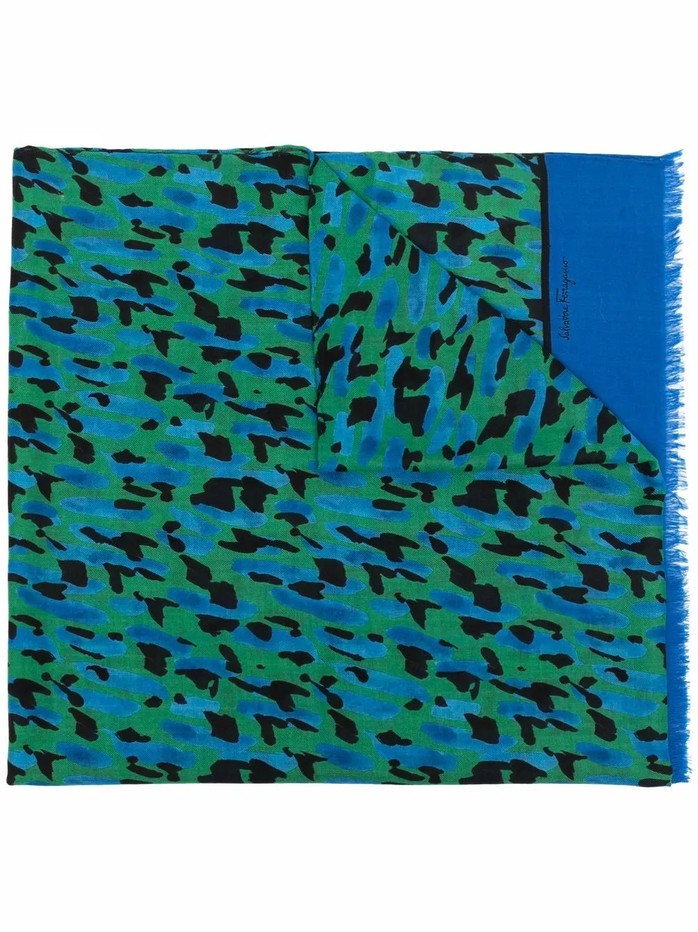 Image 1 of Salvatore Ferragamo abstract-print frayed-edge scarf