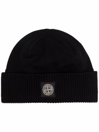 stone island black wooly hat