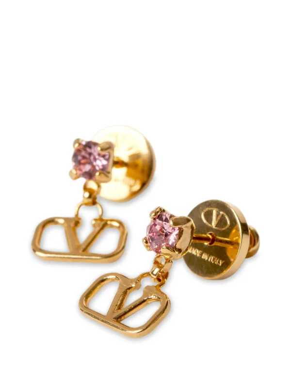 Valentino Garavani Vロゴ シグネチャー クリスタル ピアス | ゴールド