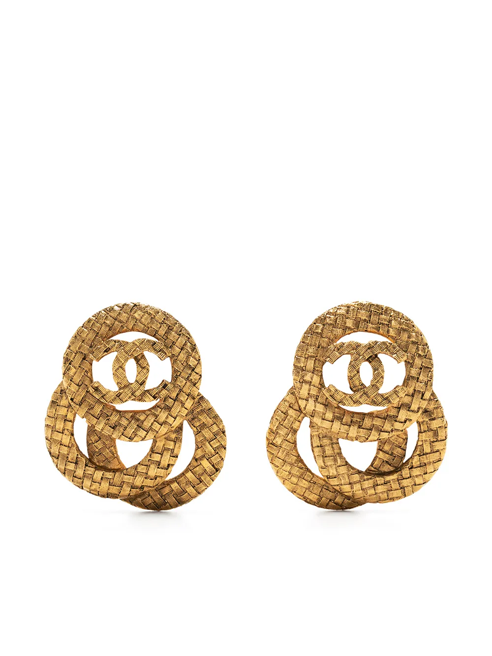 

Chanel Pre-Owned aretes con logo CC entrelazado 1980-1990 - Dorado