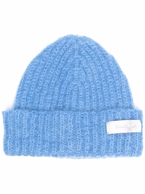 Salvatore Ferragamo Gorro de tricô com patch de logo