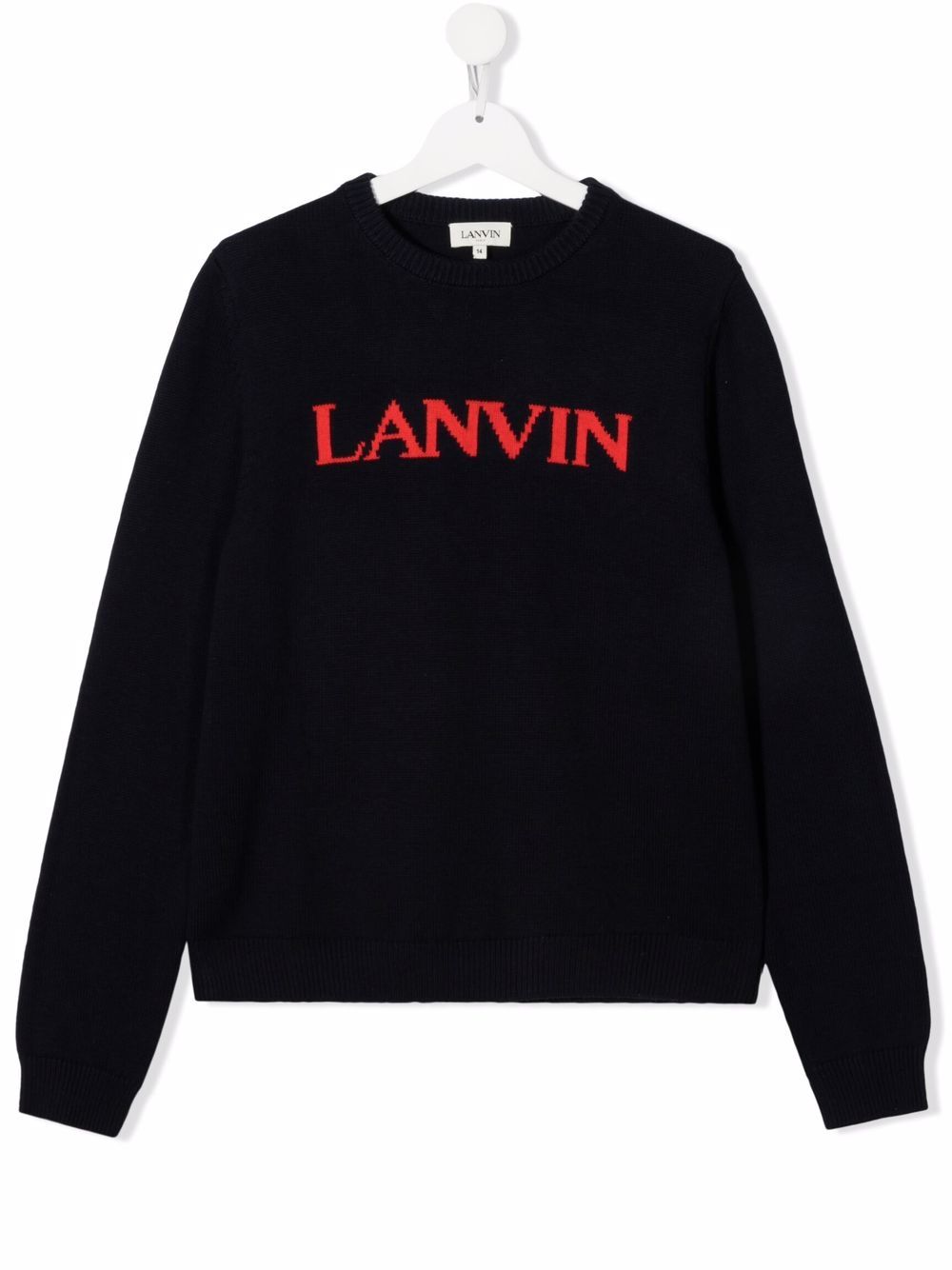 фото Lanvin enfant джемпер вязки интарсия с логотипом