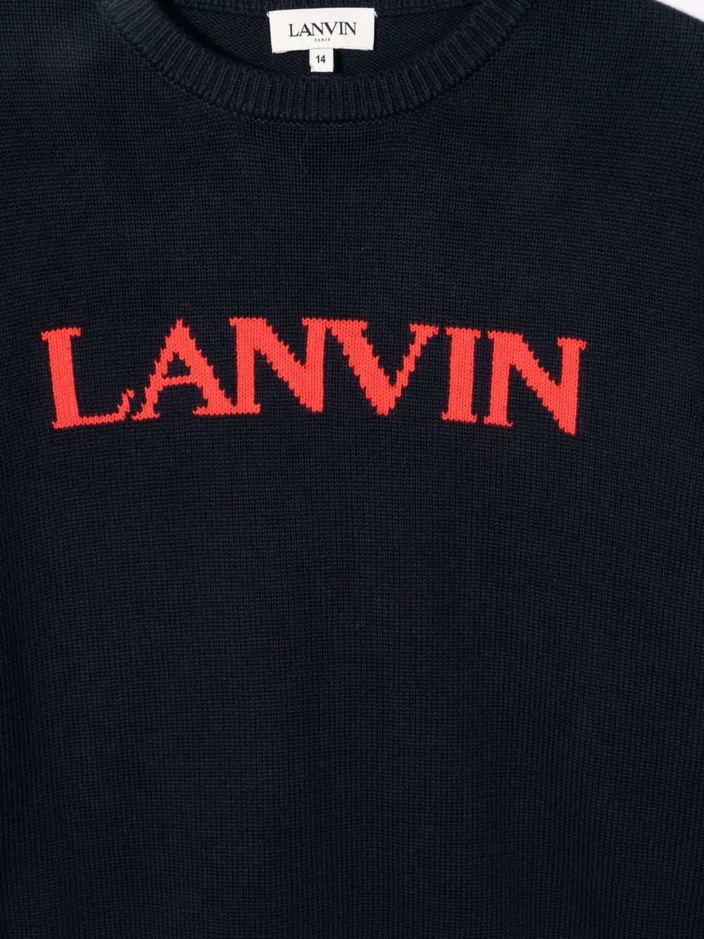 фото Lanvin enfant джемпер вязки интарсия с логотипом