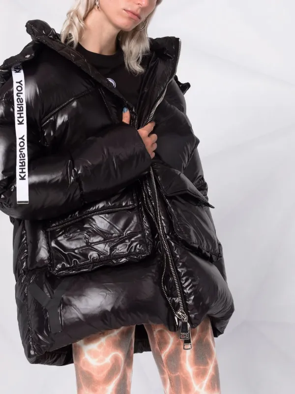 high shine black puffer