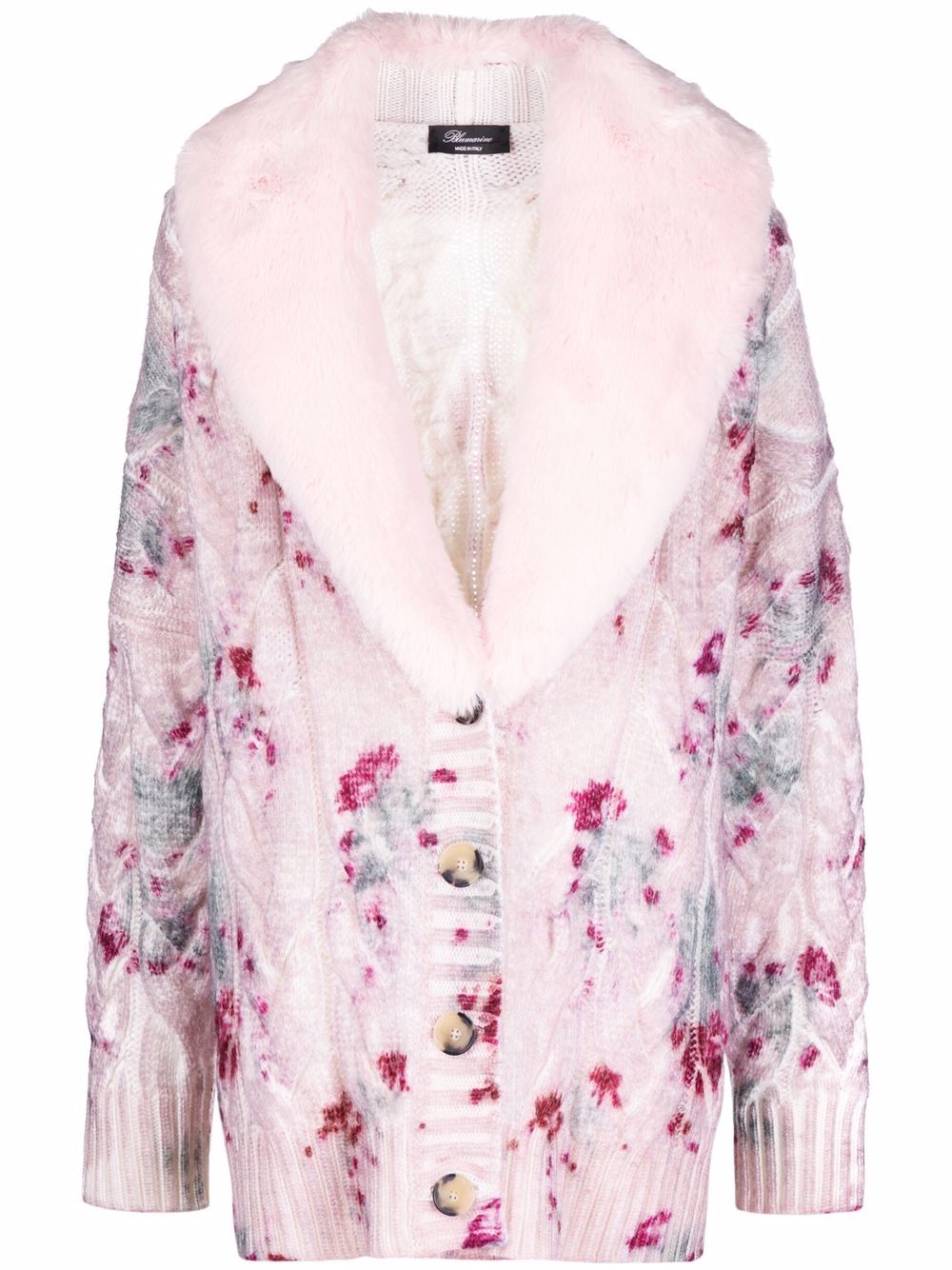 фото Blumarine cable-knit faux-fur cardigan