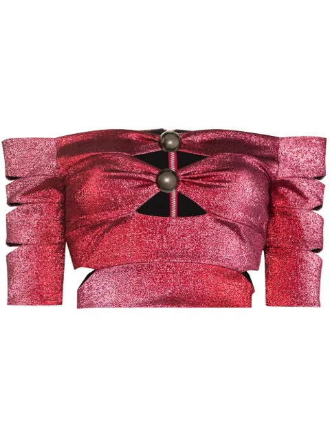 AREA glitter cut-out crop top
