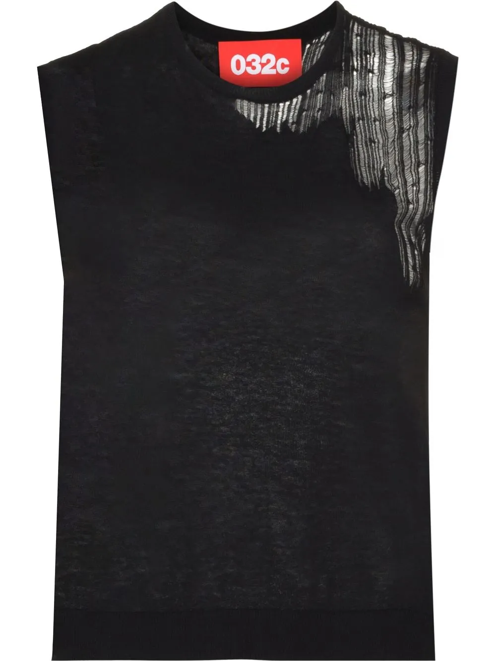 

032c distressed-finish sleeveless sweater - Black