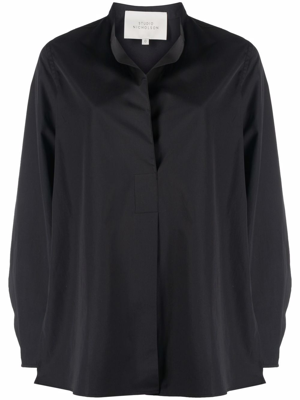 Studio Nicholson Collarless Pullover Shirt In Black