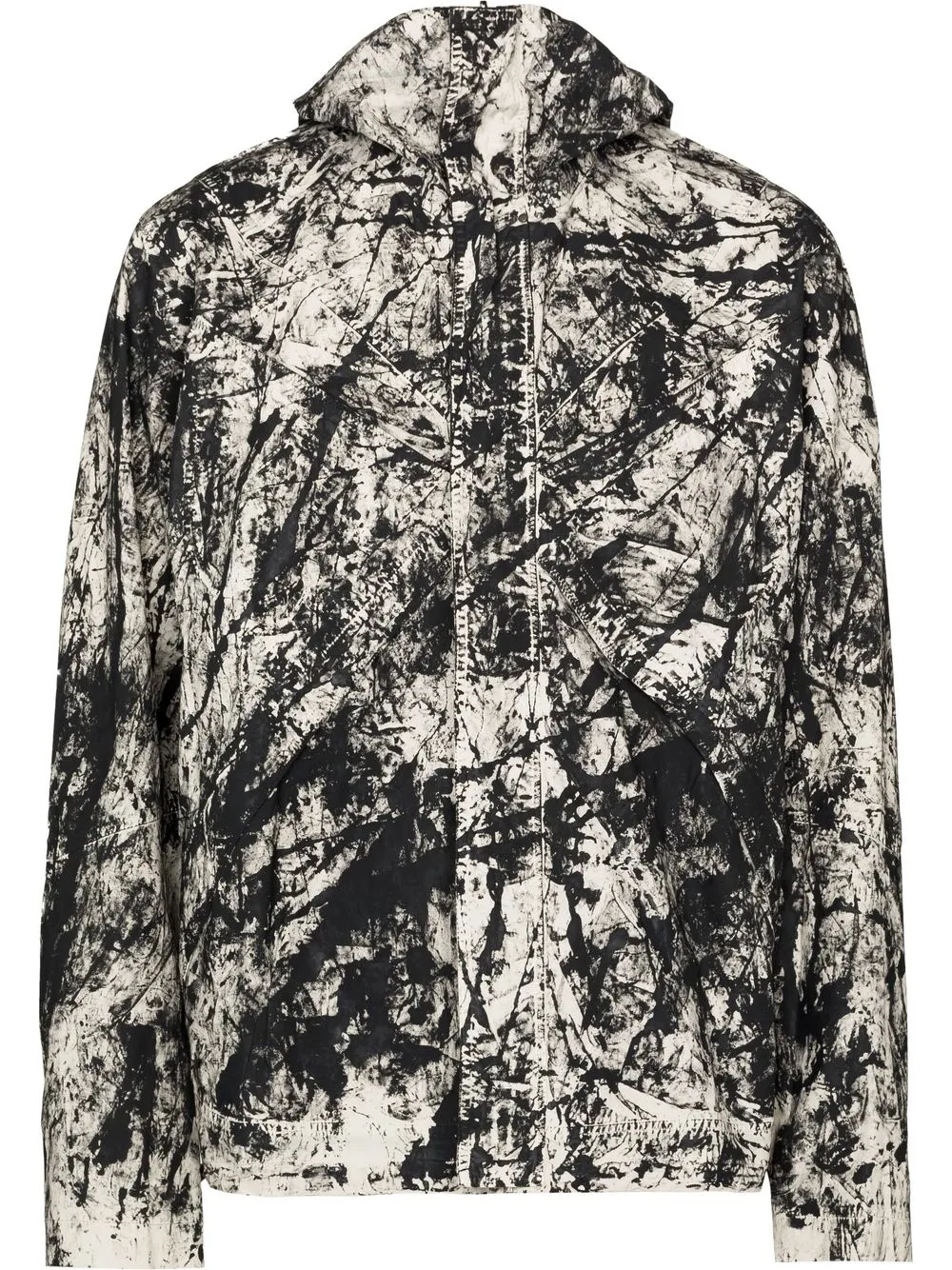 Aska Paint-splatter Hooded Jacket In Black