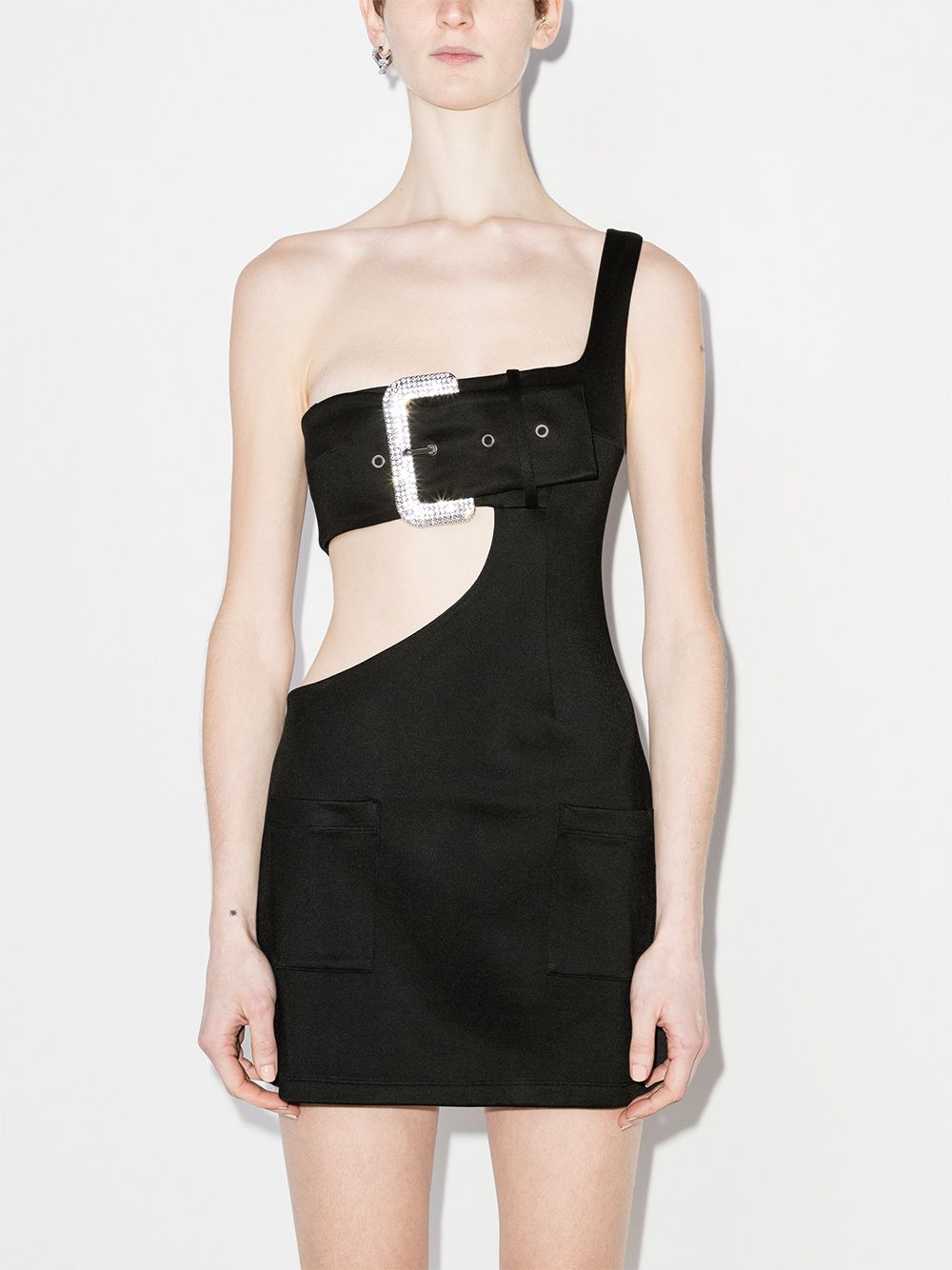 фото Area crystal-buckle cut-out mini dress