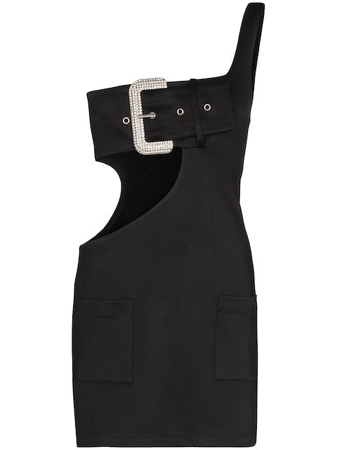 AREA crystal-buckle cut-out mini dress