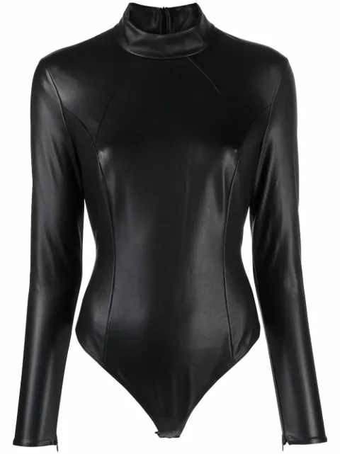 amina muaddi 人造皮革连体紧身衣