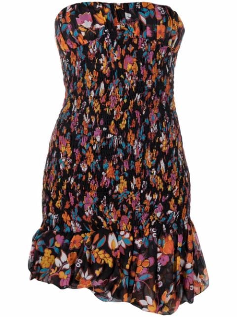 Saint Laurent floral-print strapless dress
