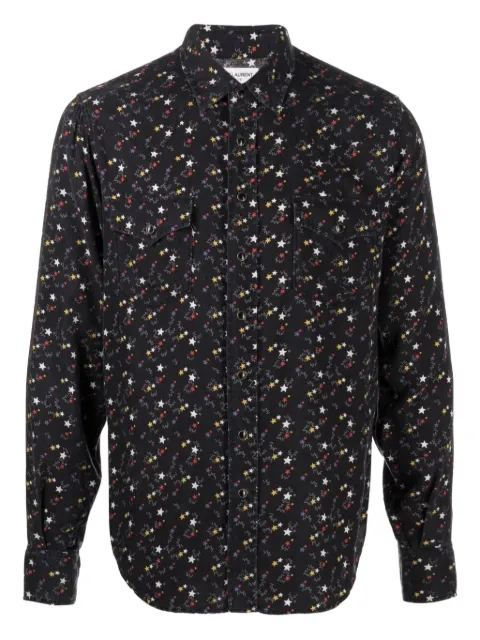 Saint Laurent star-print press-stud shirt