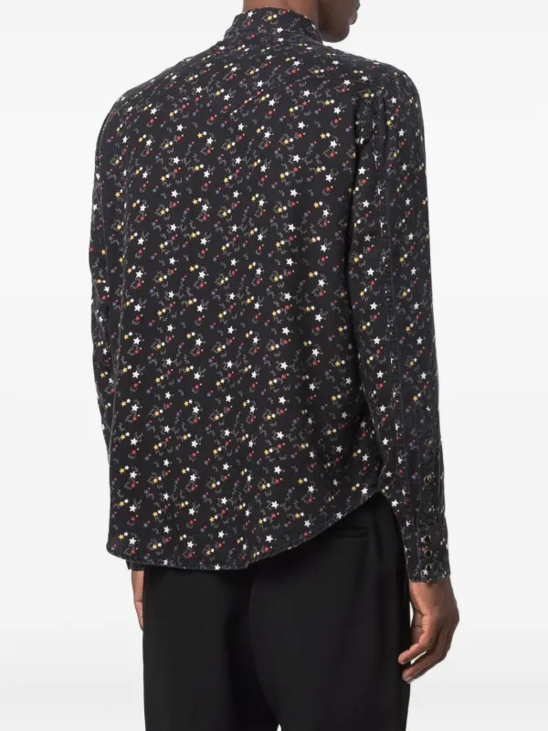 Saint Laurent star-print press-stud Shirt | Black | FARFETCH