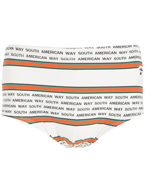 Amir Slama striped slogan-print swimming trunks