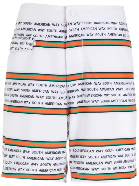 Amir Slama short de bain rayé à slogan imprimé