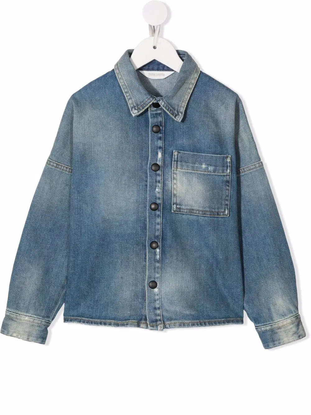 

Palm Angels Kids rear-logo long-sleeve denim shirt - Blue