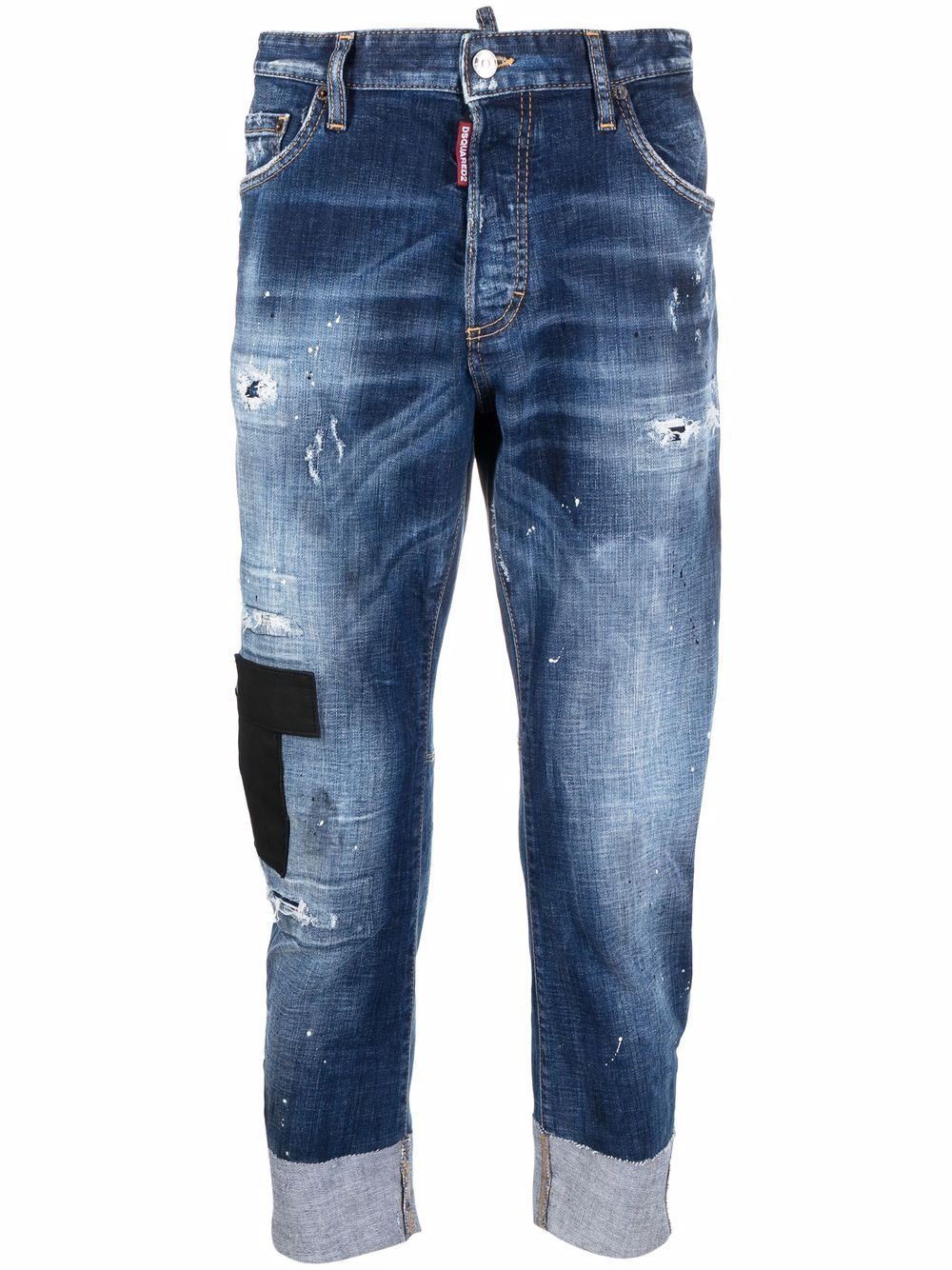 фото Dsquared2 укороченные джинсы в технике пэчворк