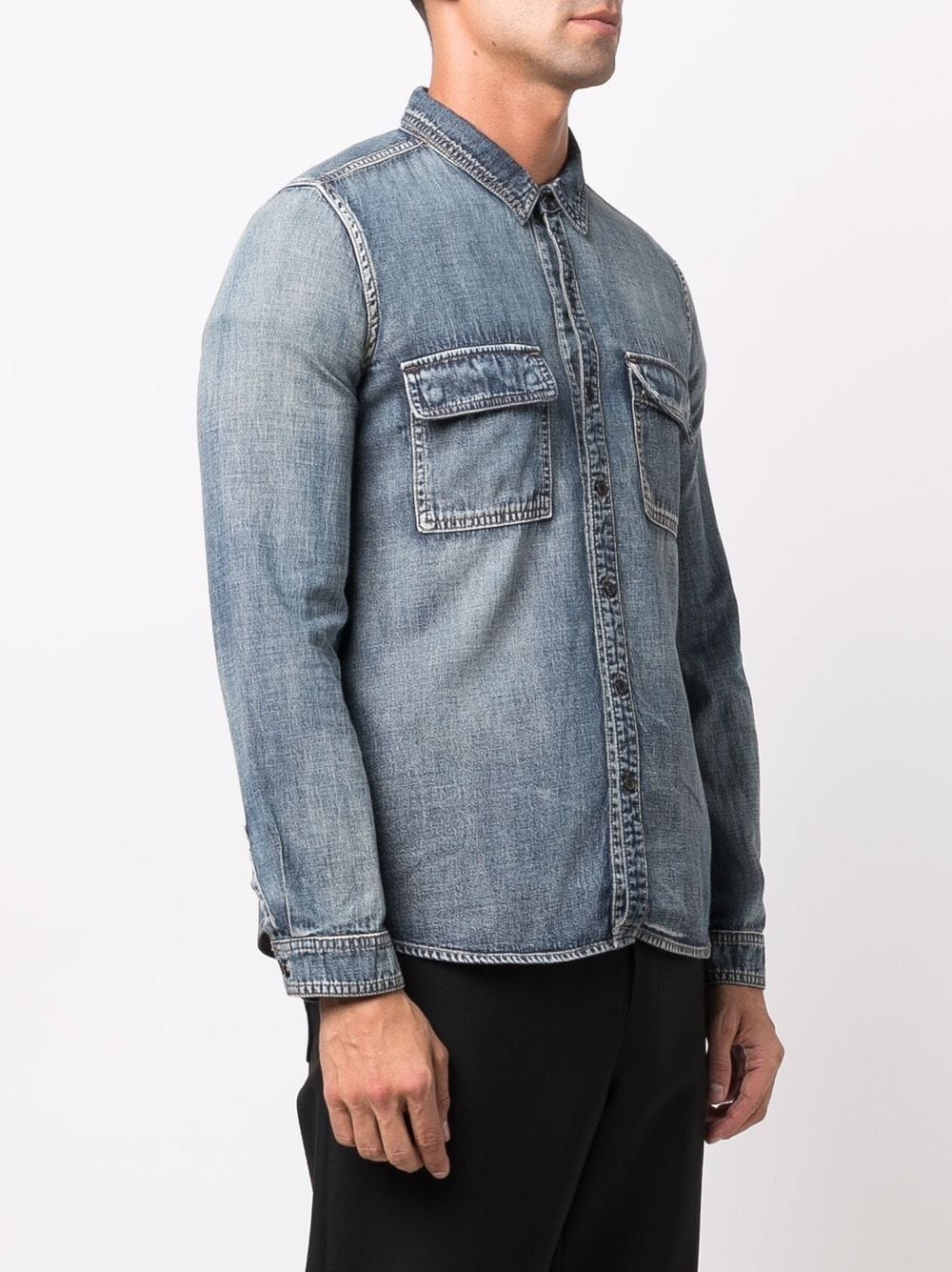 Shop Saint Laurent Button-up Denim Shirt In Blau