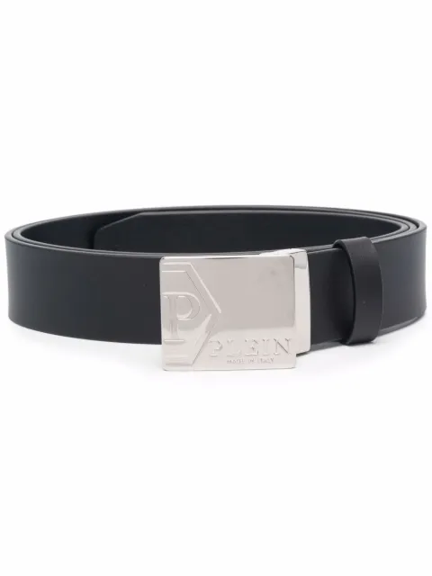 Philipp Plein ceinture en cuir à plaque logo
