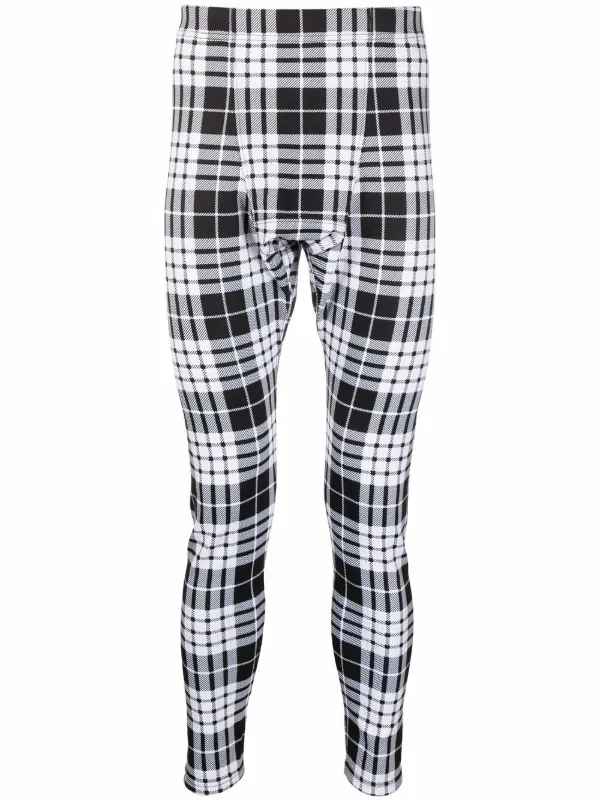 checked slim leg trousers