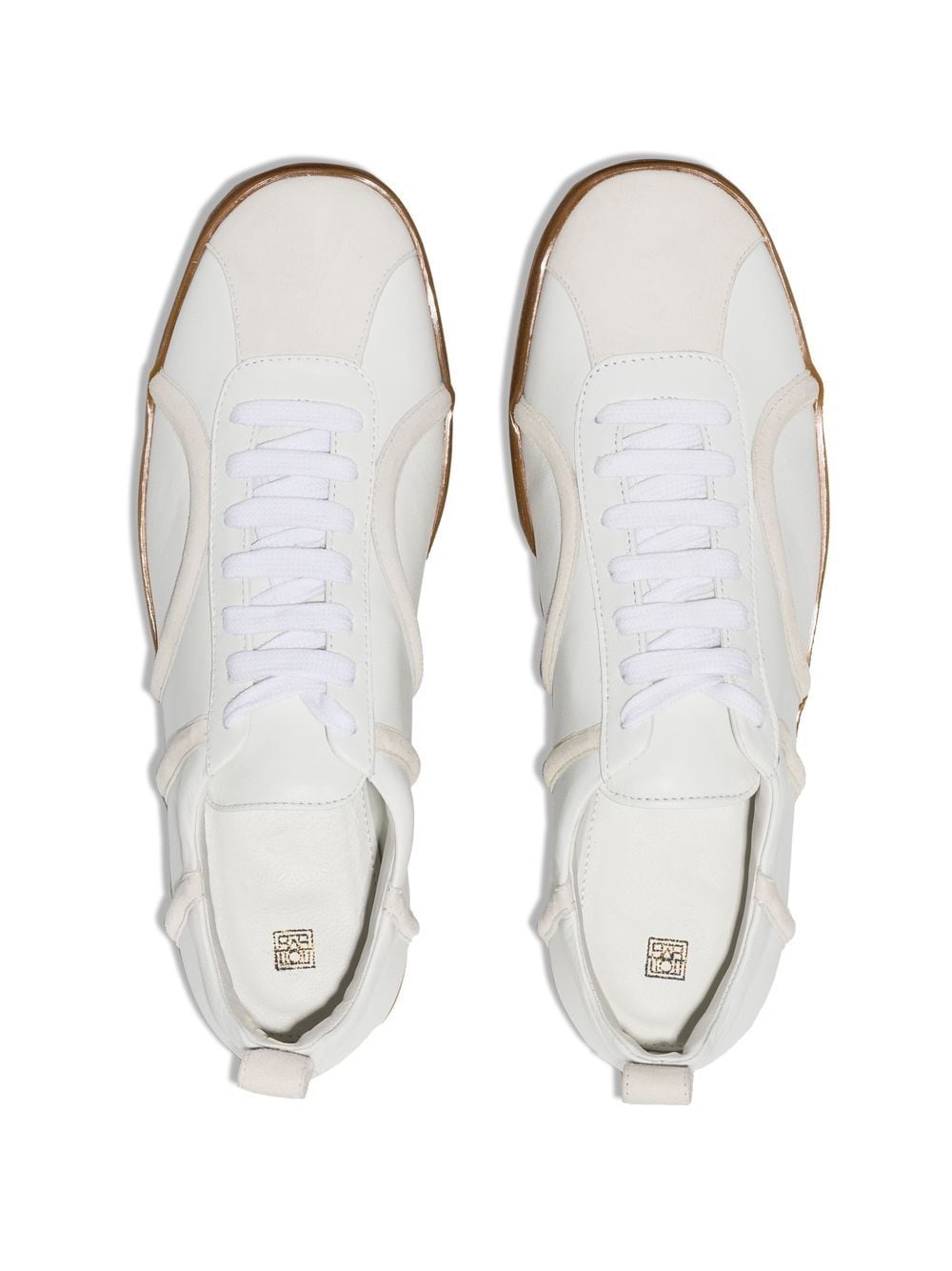 Shop Totême The Leather Low-top Sneakers In White