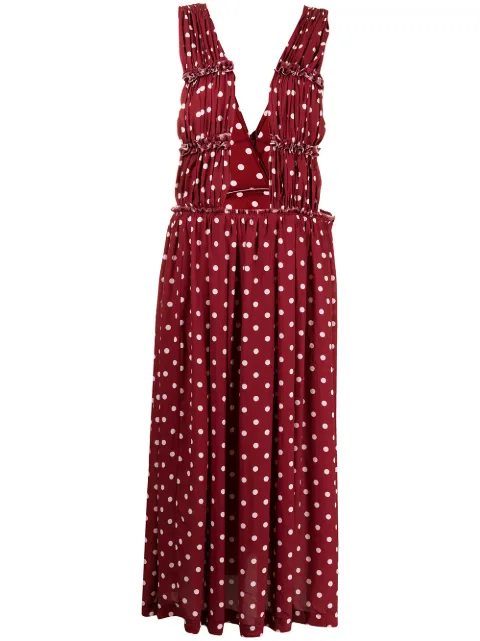polka dot-print maxi skirt with straps