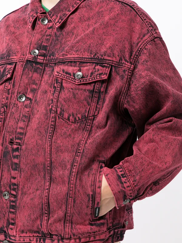 dark red jean jacket