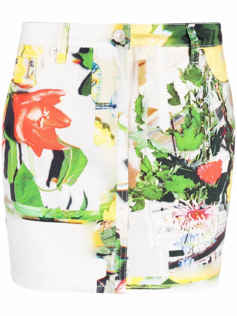 Msgm Abstract-print Mini Skirt In Weiss