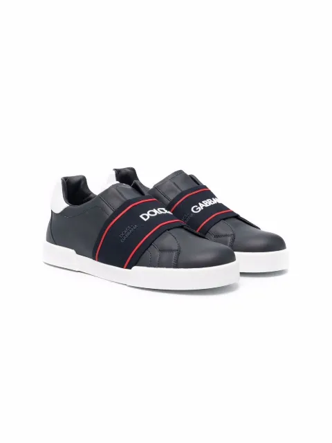 Dolce & Gabbana Kids TEEN logo slip-on leather sneakers