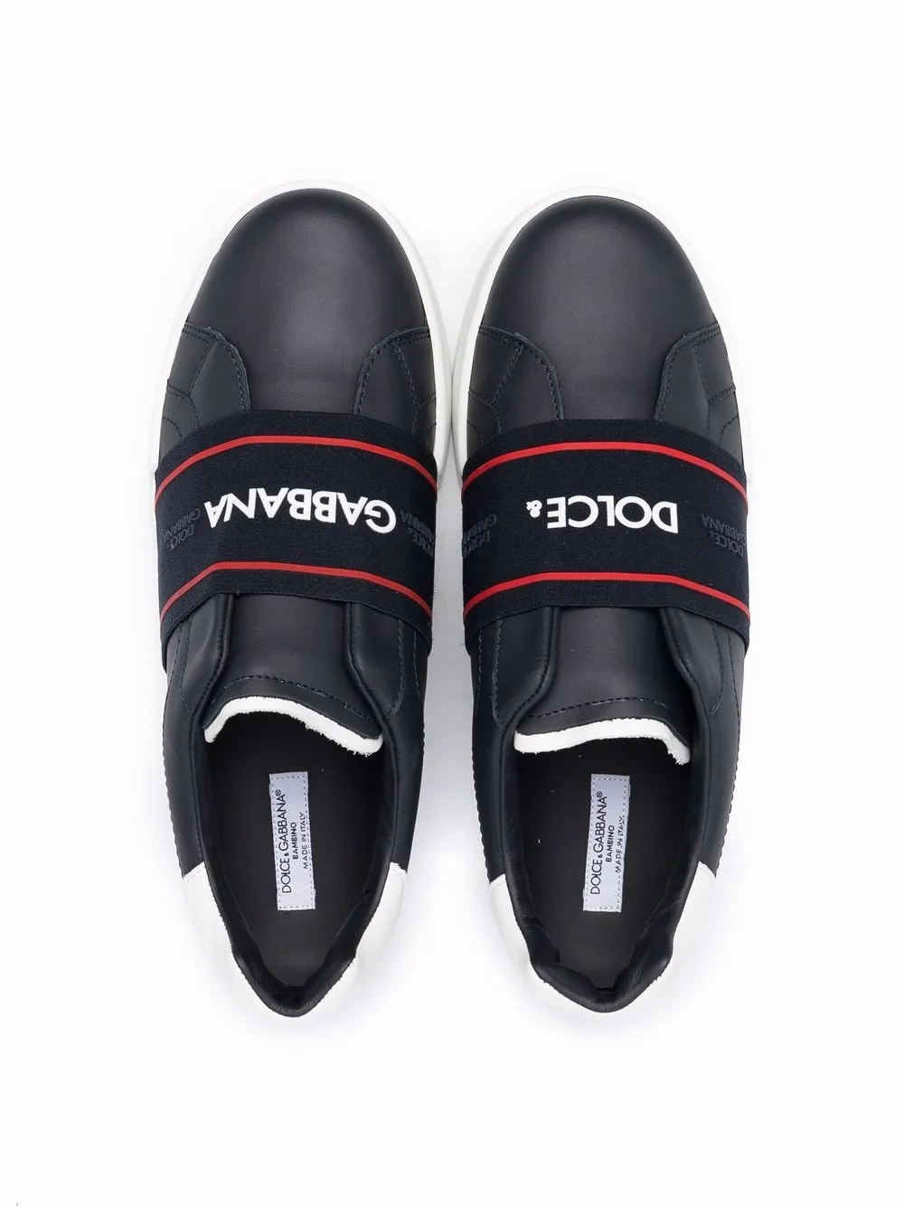 Dolce & Gabbana Kids TEEN logo slip-on leather sneakers Blue