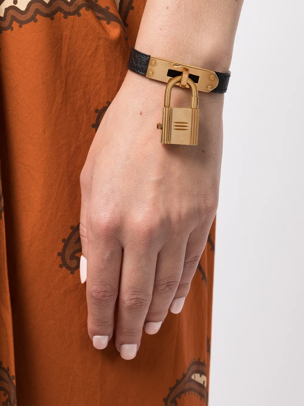 Hermes Kelly Cadena Lock Bangle (Black And Gold)