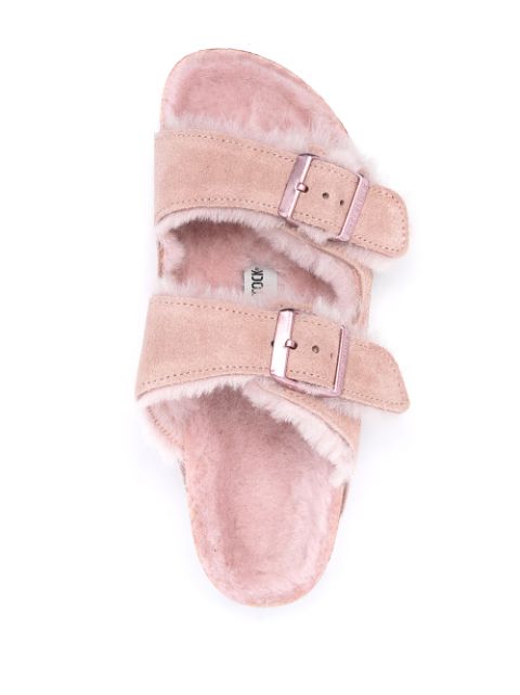 pink fluffy birkenstocks