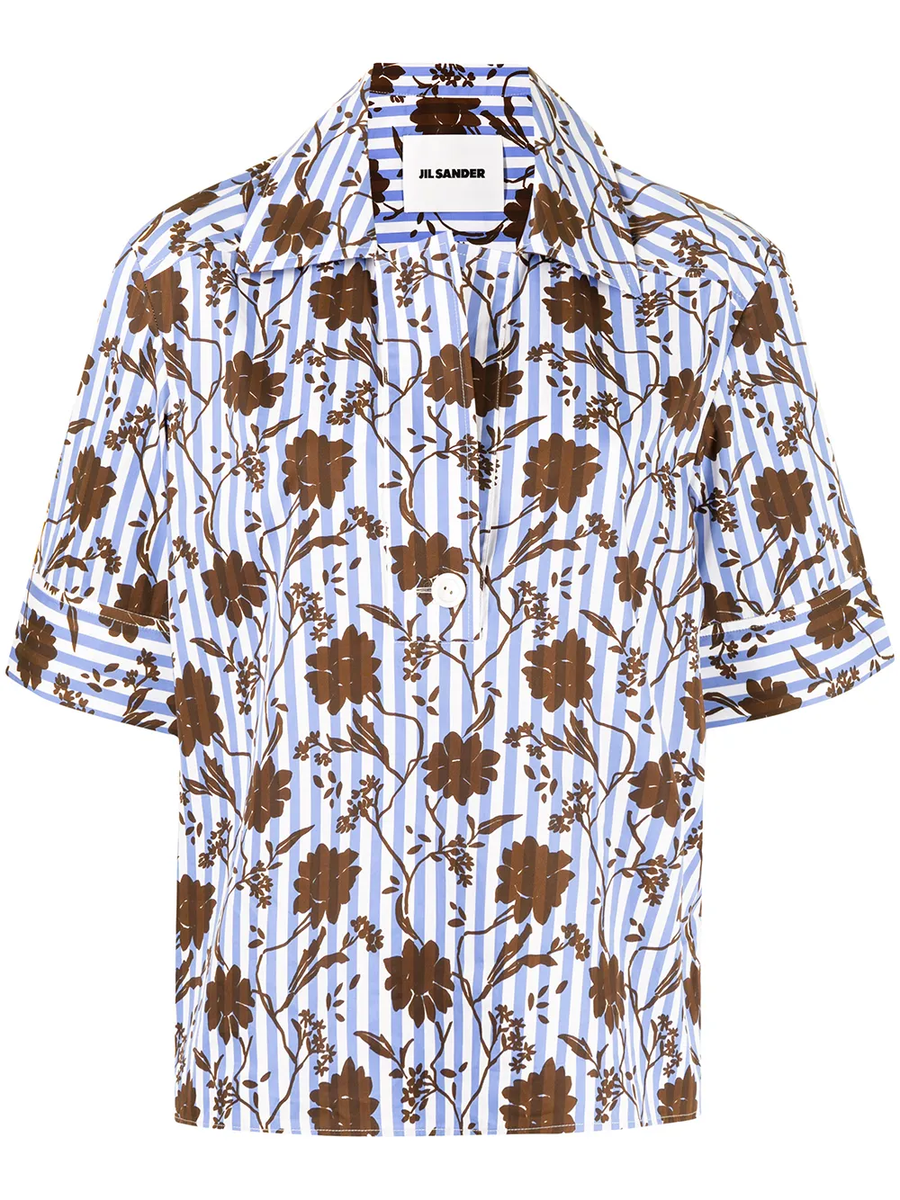 striped floral-print shirt