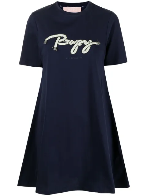 embroidered-logo T-shirt dress