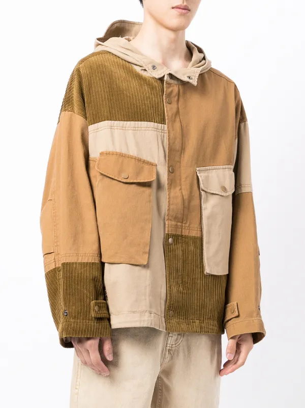 patchwork hooded jacket