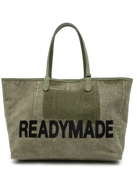 Readymade logo-print military canvas tote bag