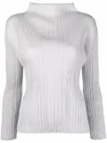 Pleats Please Issey Miyake plissé-detail mock neck top - Grey