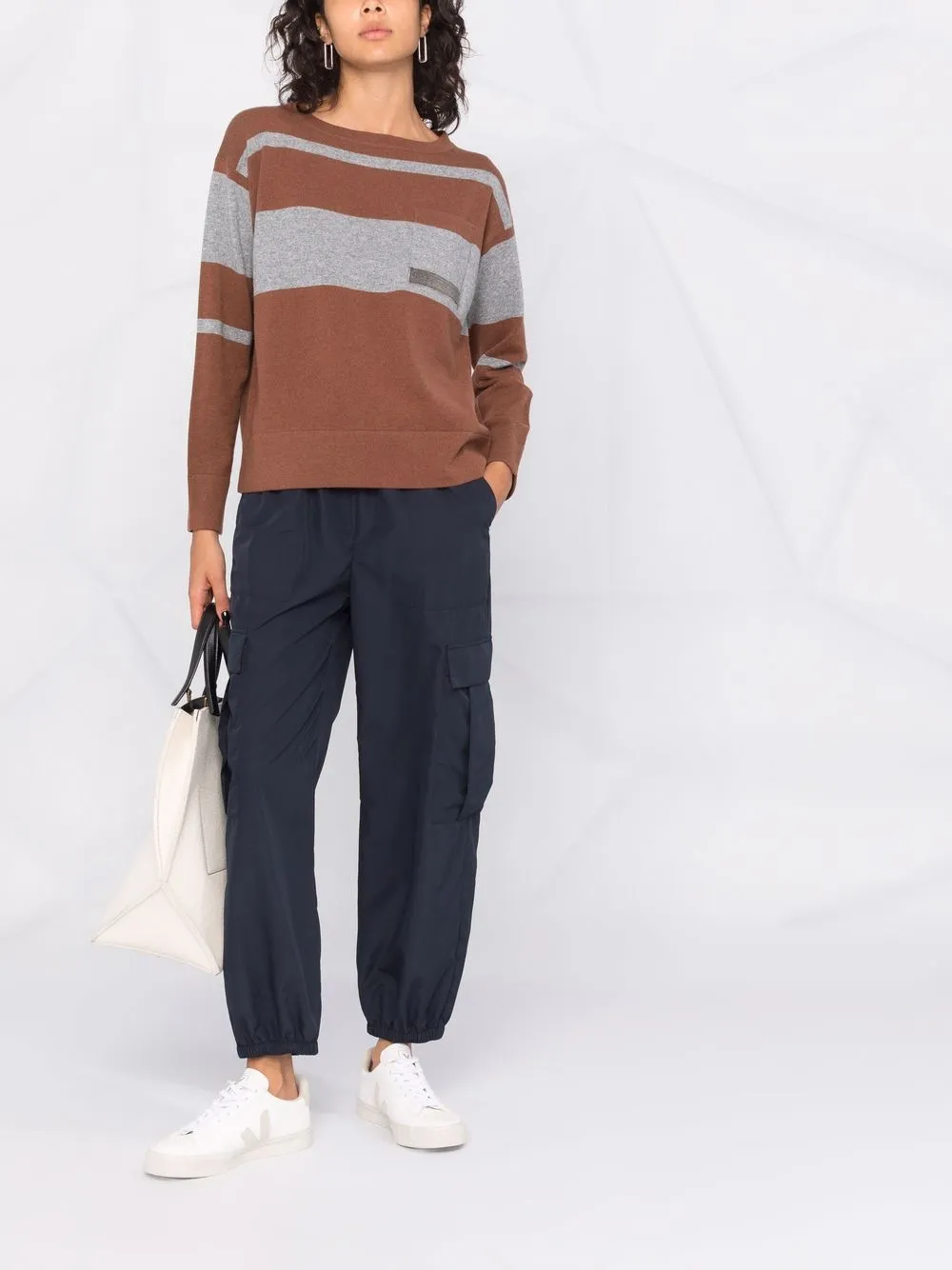 Image 2 of Fabiana Filippi stripe-print wool-blend jumper