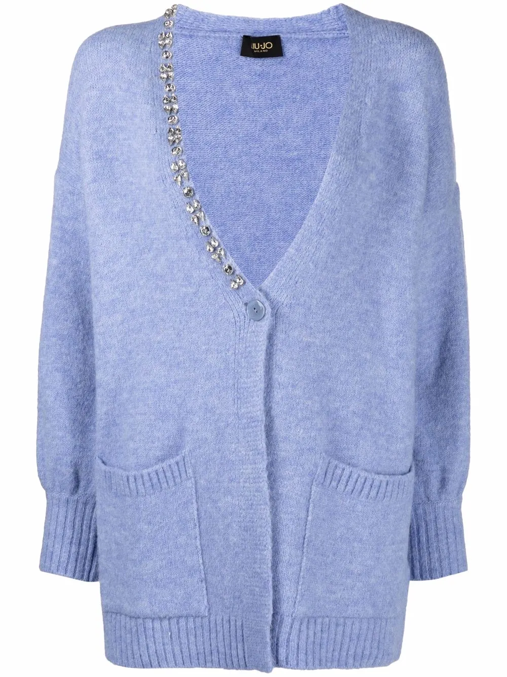 фото Liu jo asymmetric-embellished knitted cardigan