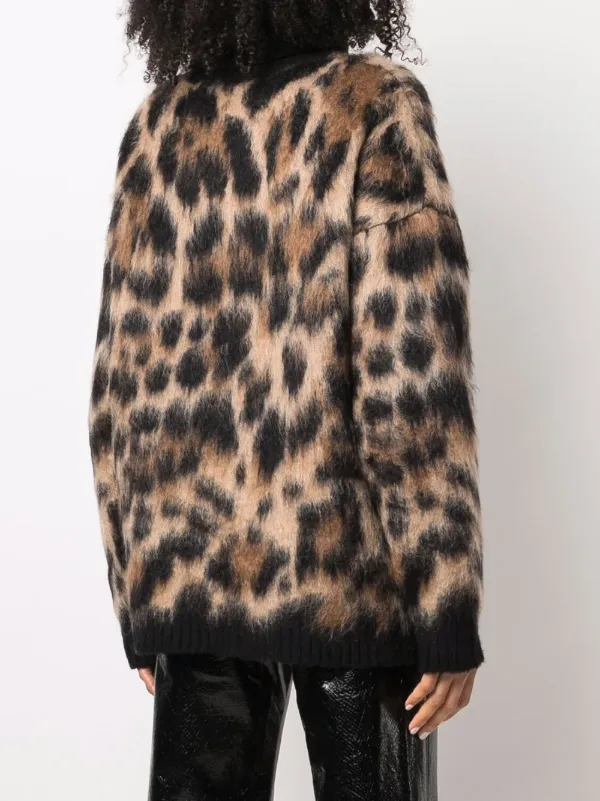 leopard print roll neck jumper